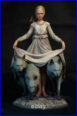 190mm Resin Figure Model Kit Girl And Wolves Unpainted Unassambled