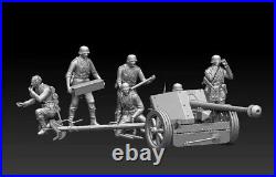 1/20 Scale WwII German PAK40 and 6 Gunner Soldiers Model Kit Resin Printed