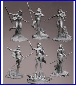 1/24 Scale Resin Figure Model Kit Jungle Wild Girls 6 Unpainted & Unassembled