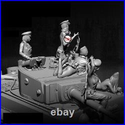 1/35 Resin Figure Unpainted Model Kit 5 Sexy Soldiers + Tank Unassembled Toy NEW