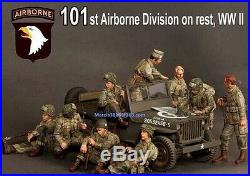 1/35 WW2 US 101st Airborne Division 9 soldier Resin Model Kit figures (No Jeep)
