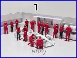 1/43 F1 Pit Crew Figures Set Resin Hand Painted 15pcs Formula Racing Diorama