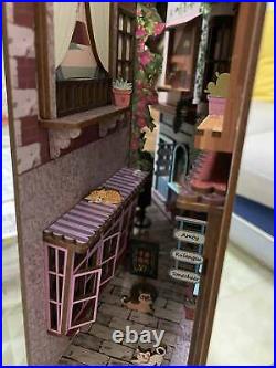 Alley Book Nook Shelf Insert DIY Old Night Theme Bookcase Model With Light Kit