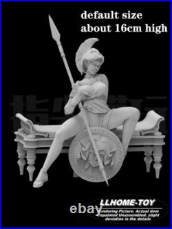 Anime Athena take spear and shield sit Resin 3D Print GK Kit Figure Unpainted