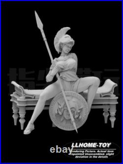 Anime Athena take spear and shield sit Resin 3D Print GK Kit Figure Unpainted