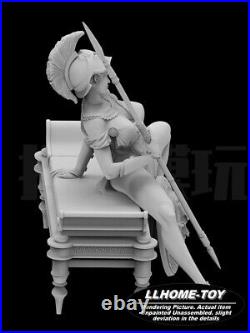 Anime Athena take spear and shield sit Resin 3D Print GK Kit Figure Unpainted