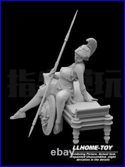 Anime Athena take spear and shield sit Resin 3D Print GK Kit Figure Unpainted