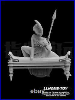 Anime Athena take spear and shield sit Resin 3D Print GK Kit Figure Unpainted
