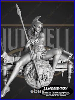 Anime Athena take spear and shield sit Resin 3D Print GK Kit Figure Unpainted