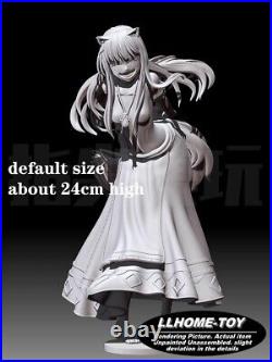 Anime Holo lovely Wolf Girl Resin 3D Print GK Kit Figure DIY Model Unpainted
