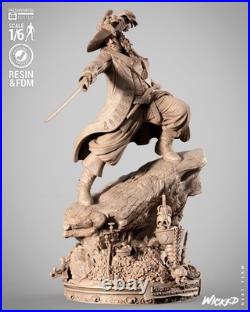 Captain Barbossa 3D Printed Figure, Unpainted Black Pearl Pirate Model Kit