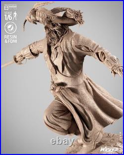Captain Barbossa 3D Printed Figure, Unpainted Black Pearl Pirate Model Kit