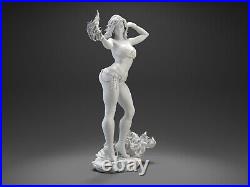 Green Fire Sexy Girl Woman Unpainted Unassembled 3D printed Resin Kit Model GK