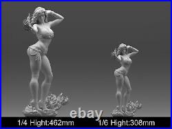 Green Fire Sexy Girl Woman Unpainted Unassembled 3D printed Resin Kit Model GK