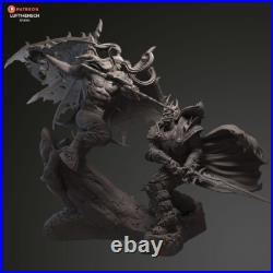 Illidan vs Arthas WOW Painted 1/4 3D Printed 12K Figure Statue Resin Model Kit