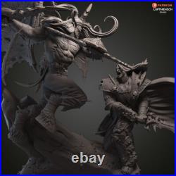 Illidan vs Arthas WOW Painted 1/4 3D Printed 12K Figure Statue Resin Model Kit