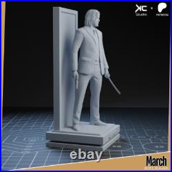 John Wick 3D Printed Figure, Assassin Collectible Statue, Unpainted