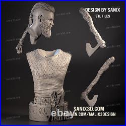 Vikings Ragnar Lothbrok Bust resin scale model kit unpainted 3d print